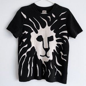 Anne Klein Classic Logo Intarsia Lion Knit Sweater Short Sleeve Pullover Sz M